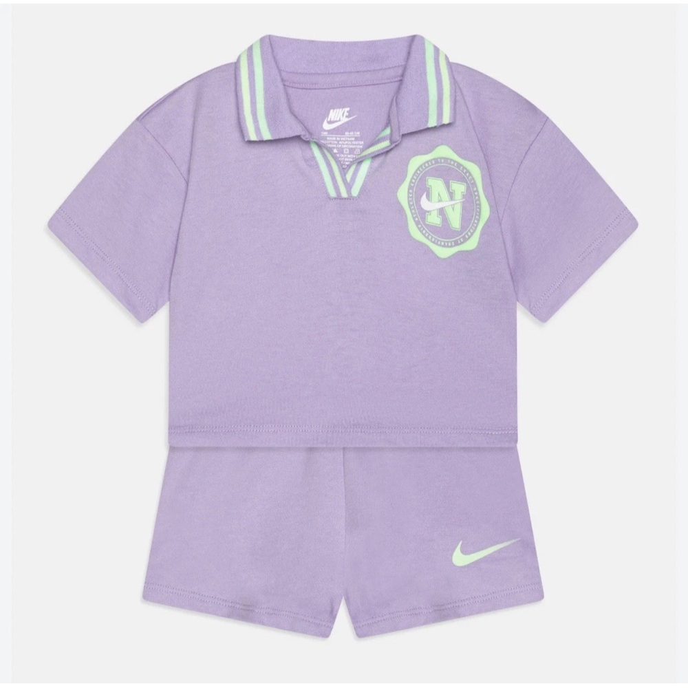 Nike Kids Lavender Polo Shirt and Shorts Set